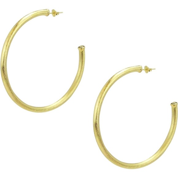 Sheila Fajl Everybody's Favorite Large 2.5" Hoop Earrings Brush Gold Plated NEW - Picture 1 of 5